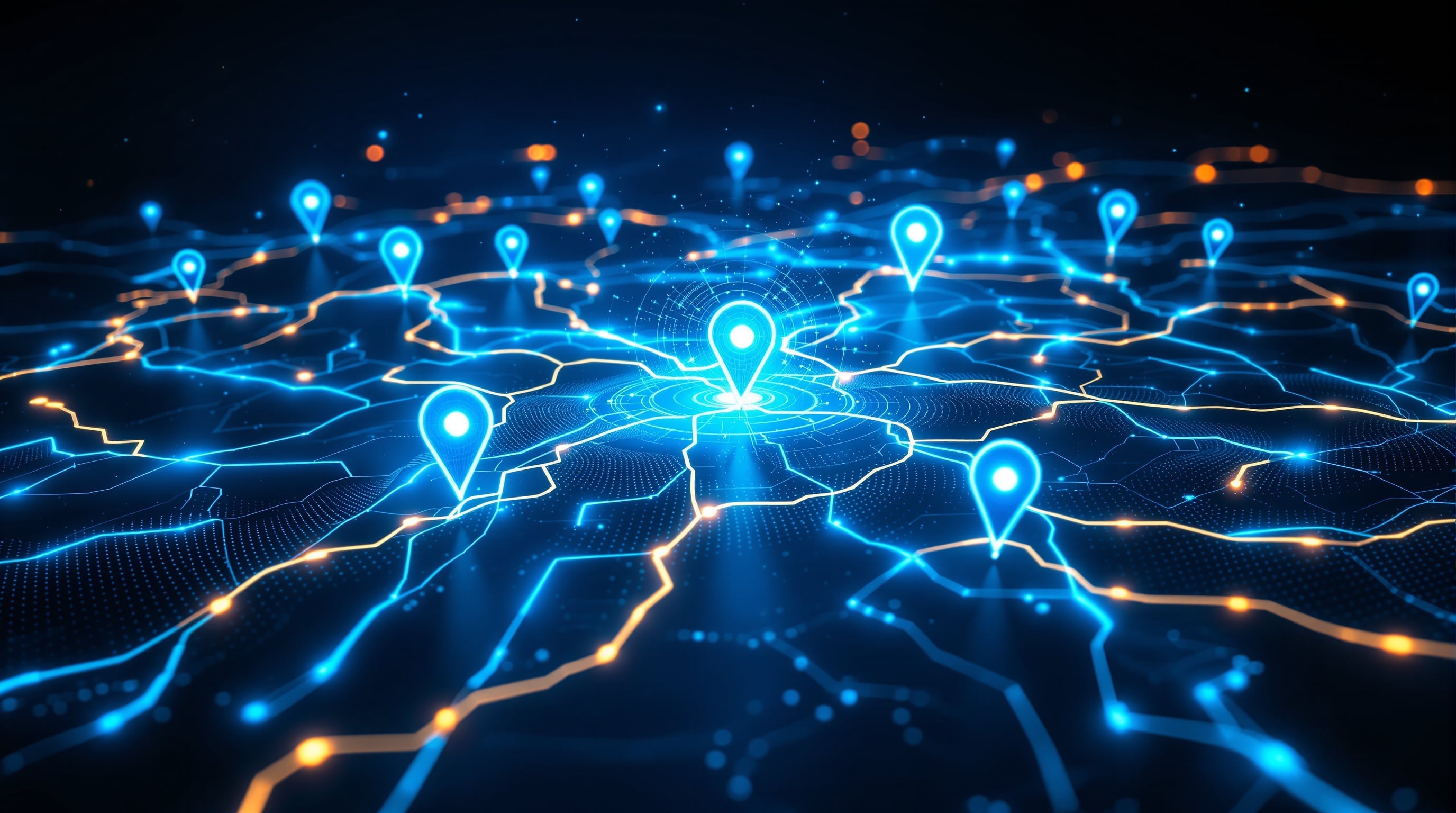 Location intelligence and automatic activity tracking visualization showing GPS trails, check-ins, and movement patterns