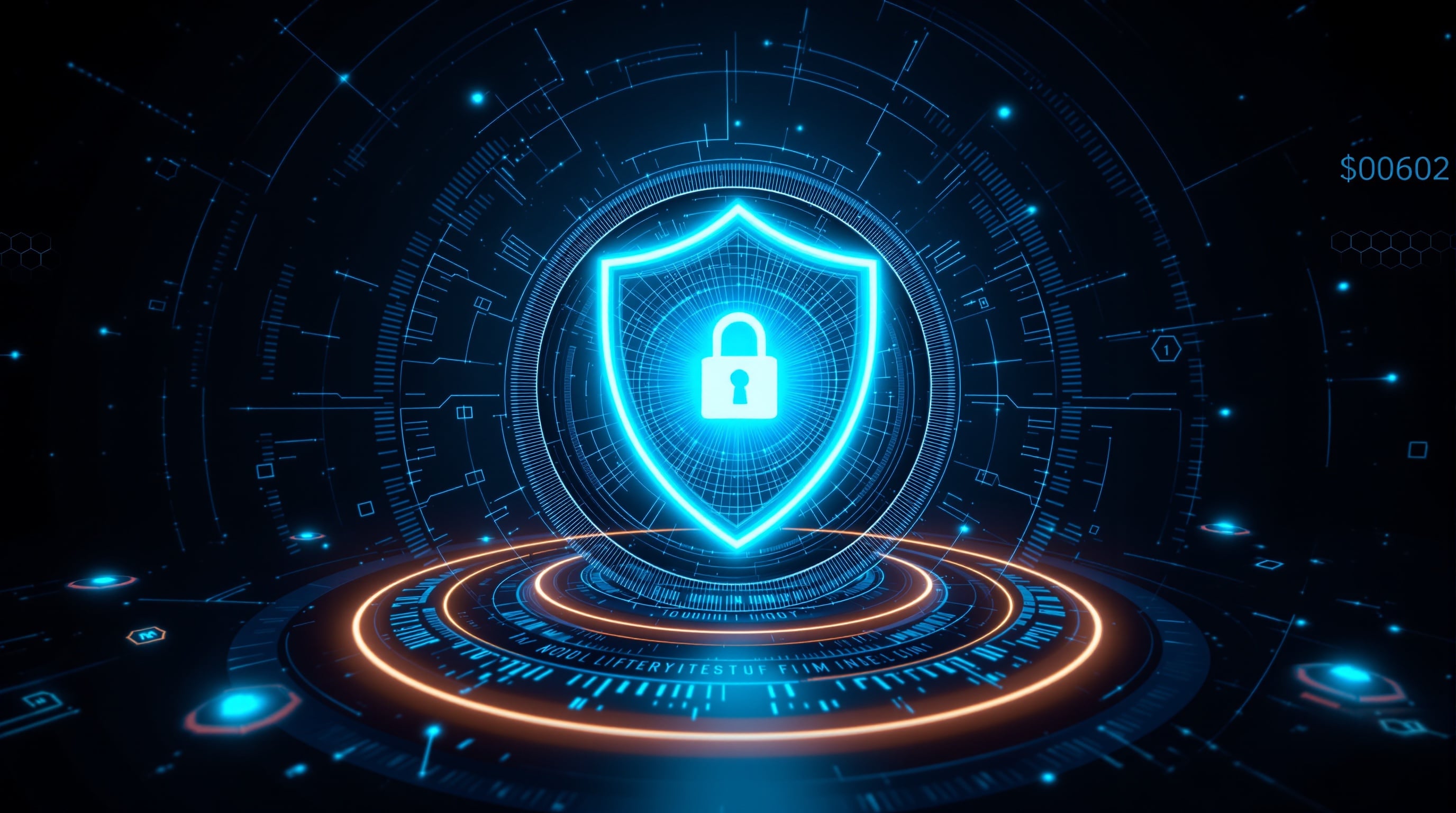Shield and security visualization representing BriFri's multi-layered data privacy and access control system